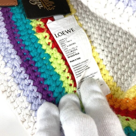 LOEWE knit Rainbow logo hat bucket hat bob hat cotton Multicolore/White main image 4